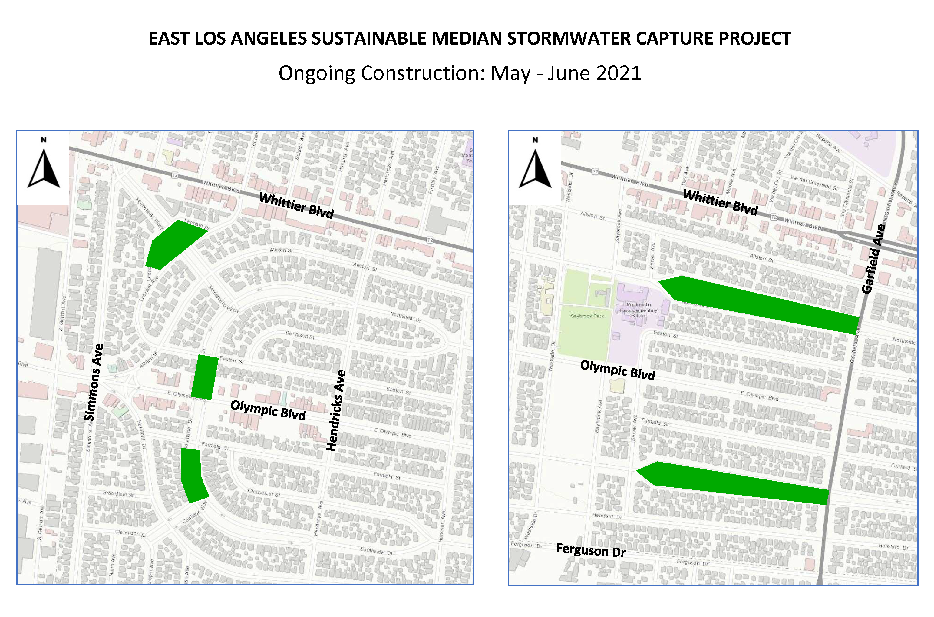 Map of East Los Angeles Sustainable Median Stormwater Capture Project. Image: Los Angeles County Public Works